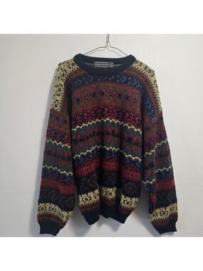 Vintage David Taylor Men's Multicolor Fair Isle Crewneck Sweater